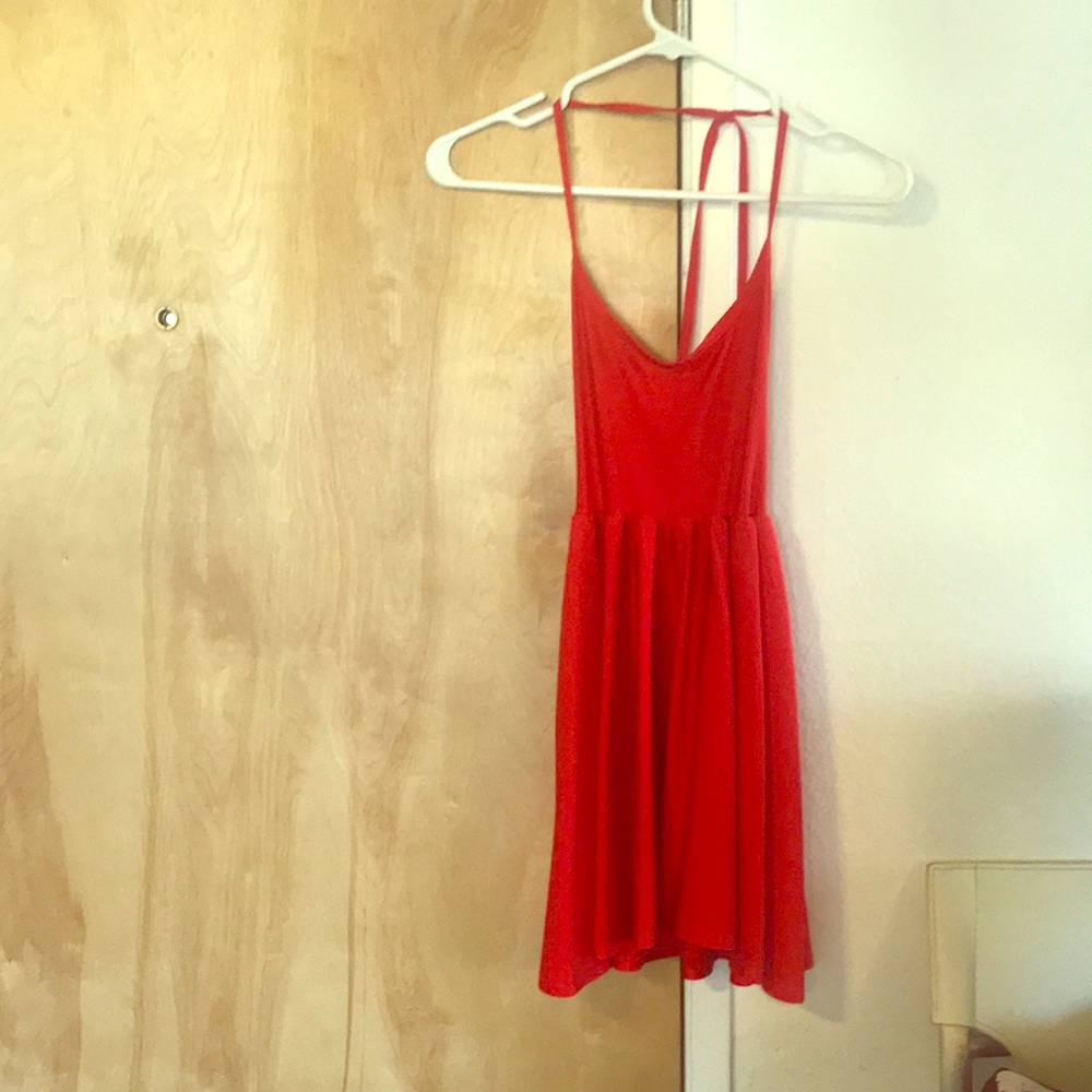 American Apparel Red shiny cute dress ties in back